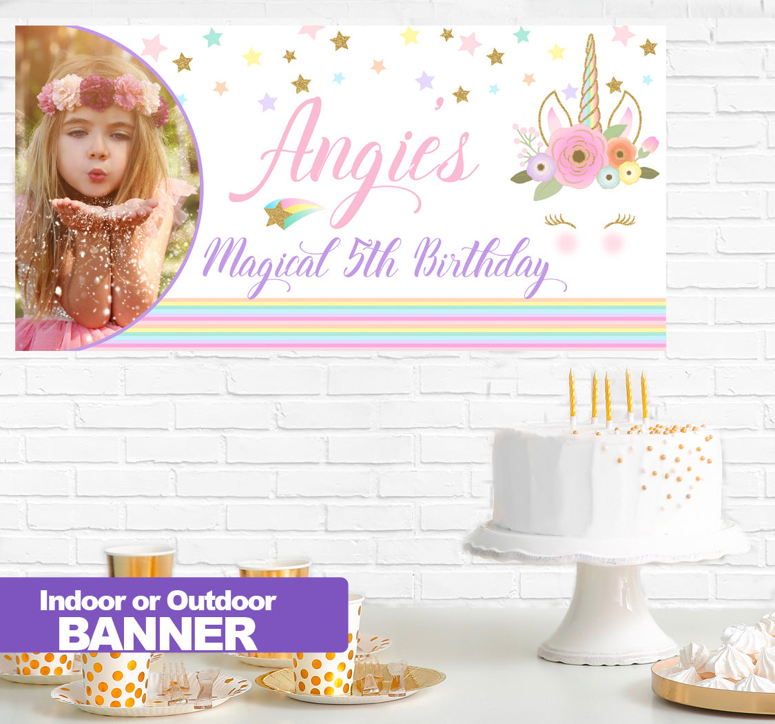 Magical Unicorn Birthday Photo Banner Indoor or Outdoor