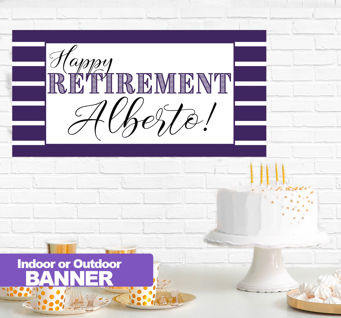 Retirement Purple Banner Indoor or Outdoor