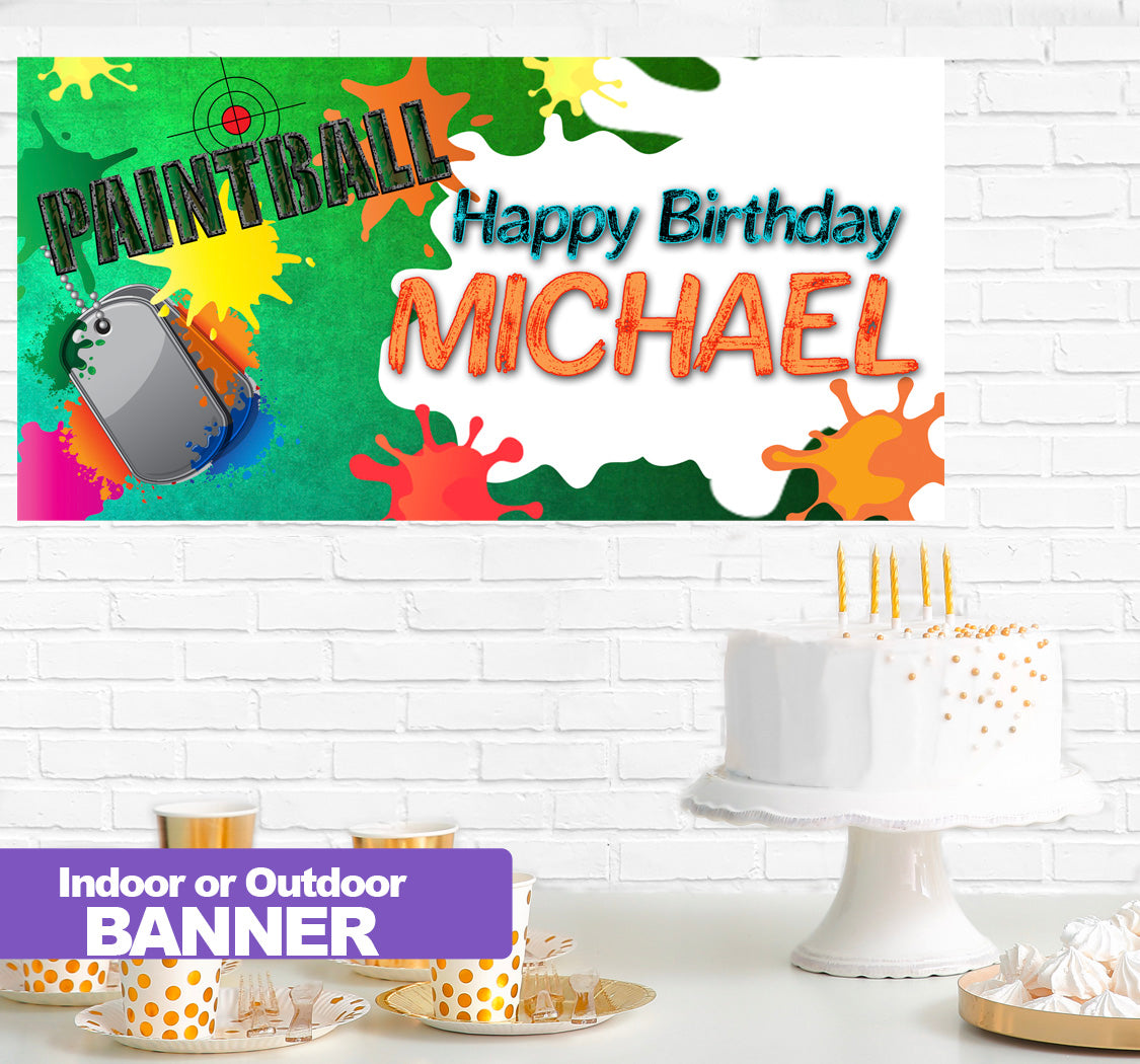 Paintball Birthday Banner Indoor or Outdoor