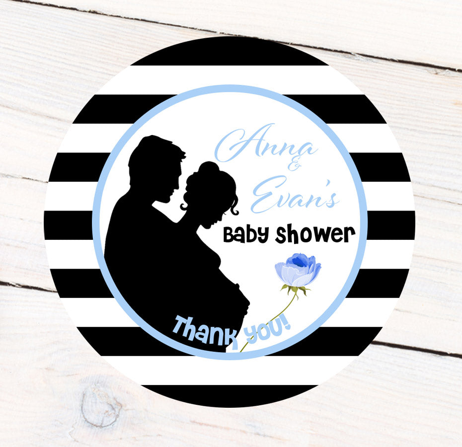 Couples Baby Shower Blue  Favor Label