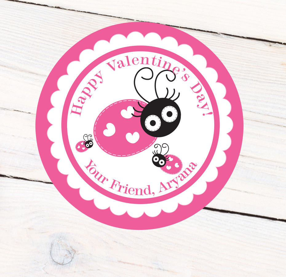 Valentine Lady Bug Label