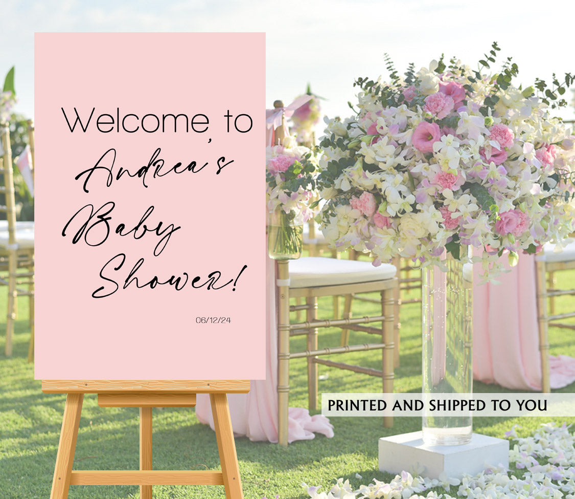 Modern Baby Shower Welcome Sign - Pink