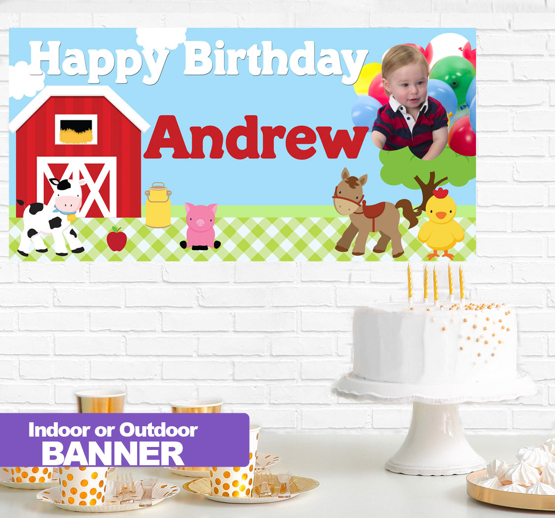 Oh Farm Story Birthday Banner Indoor or Outdoor