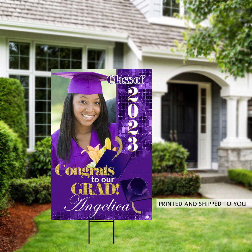 Graduation Glitz Purple Yard Sign