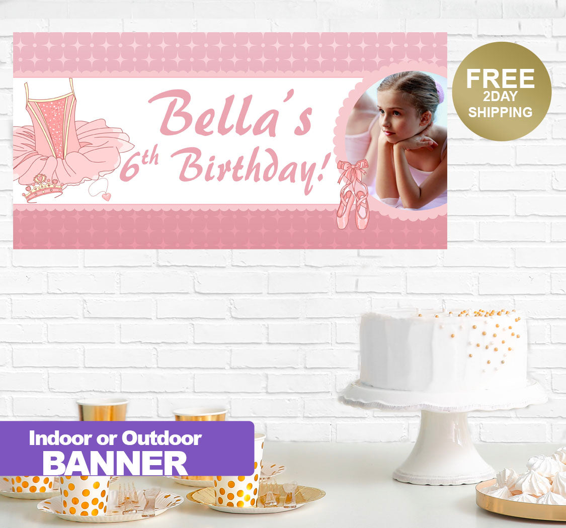 Birthday Ballerina Banner Indoor or Outdoor