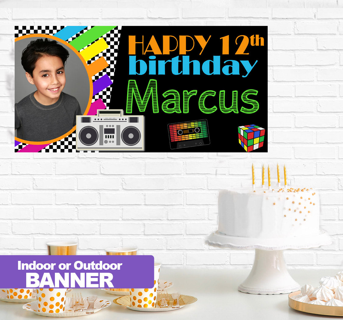 Back to the 90's Birthday Banner Indoor or Outdoor