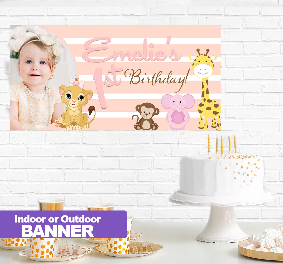 Princess of the Jungle First Birthday Banner Indoor or Outdoor