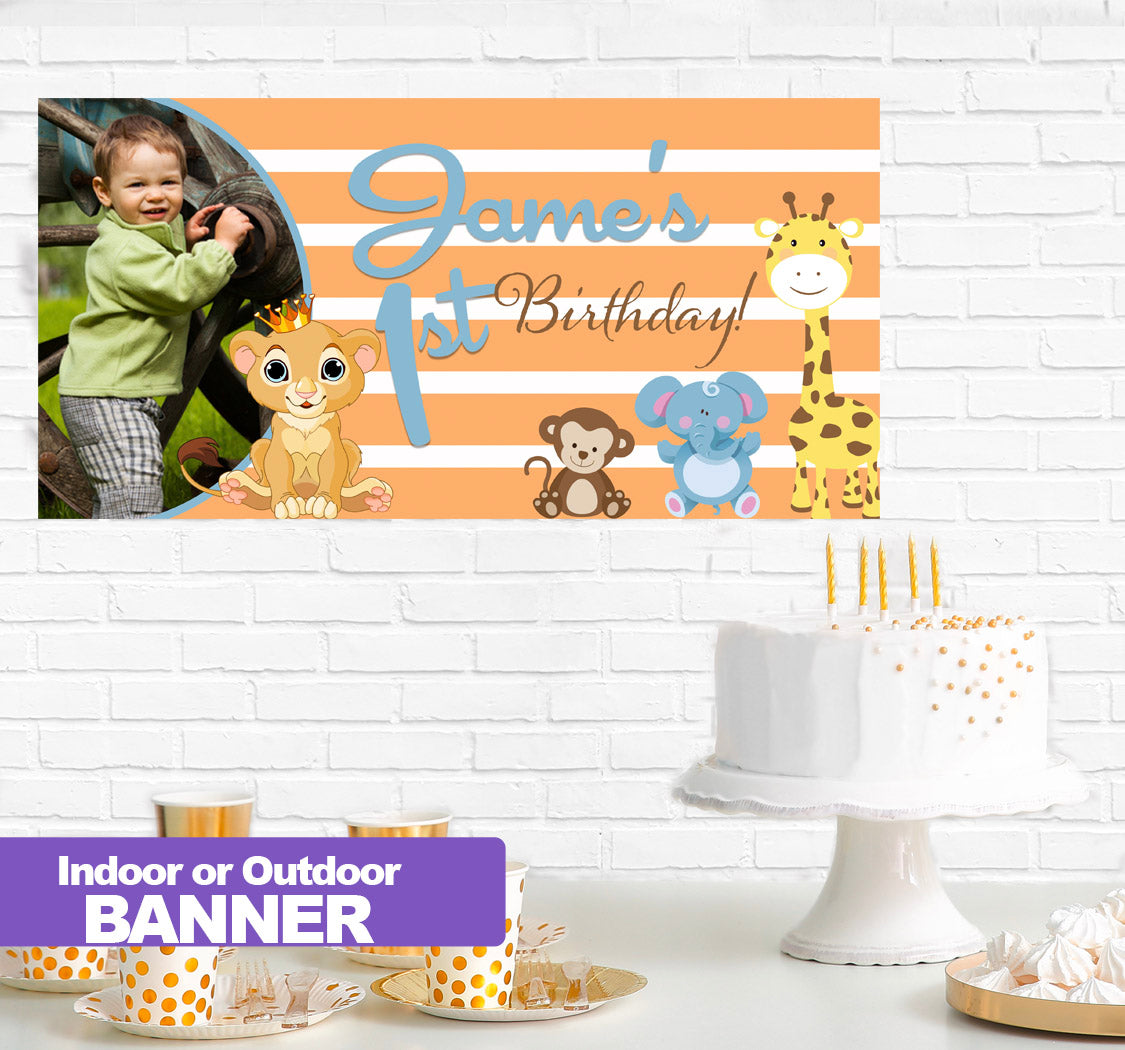 King of the Jungle First Birthday Banner Indoor or Outdoor