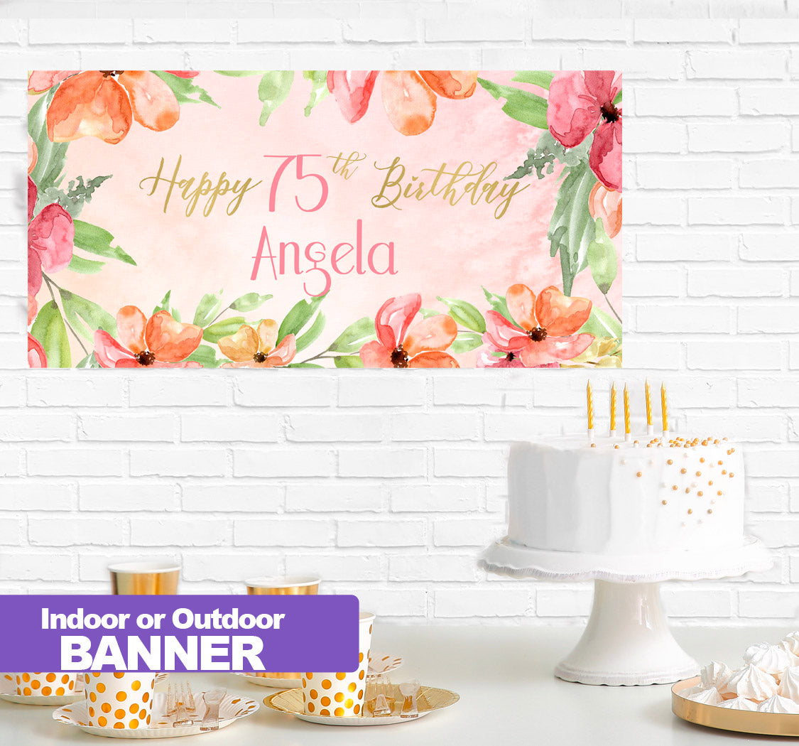 Floral Birthday Banner Indoor or Outdoor