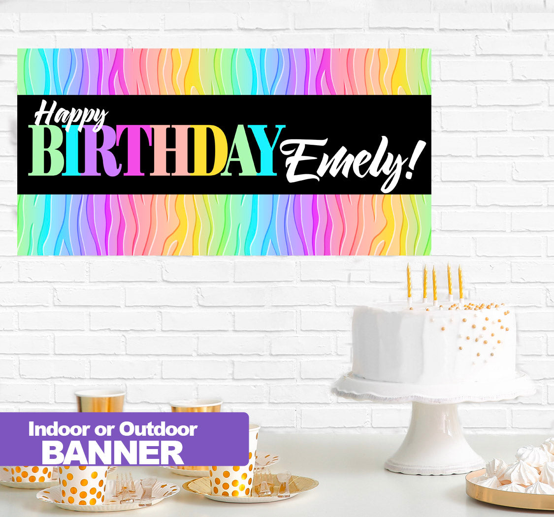 Rainbow Themed Birthday Banner Indoor or Outdoor