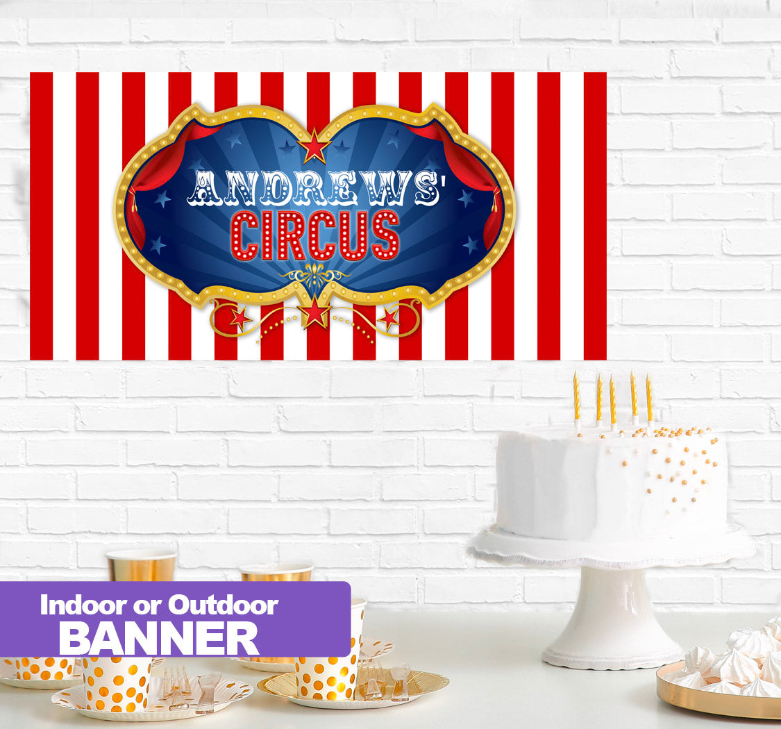 Circus Themed Birthday Banner Indoor or Outdoor