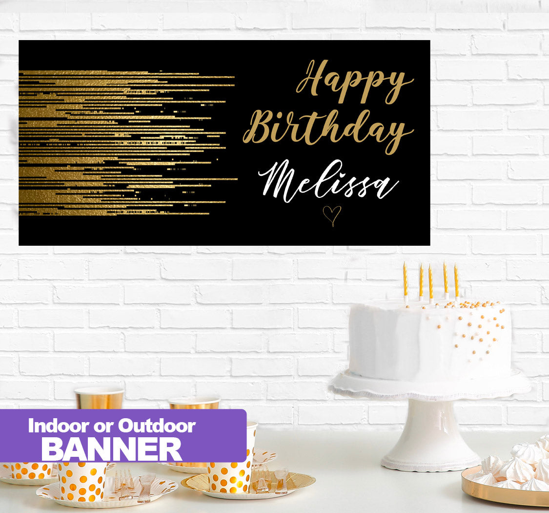 Golden Birthday Banner Indoor or Outdoor