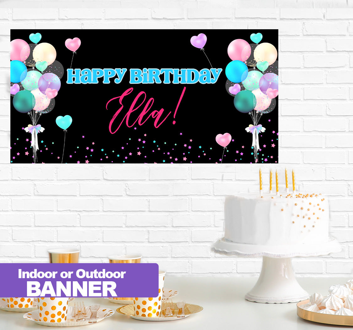 Birthday Balloons Banner Indoor or Outdoor