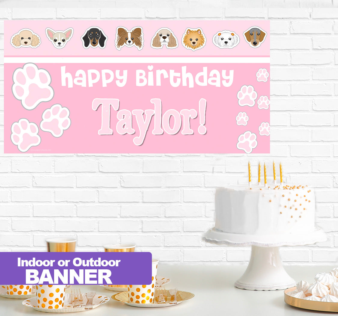 Puppy Love Birthday Banner Indoor or Outdoor