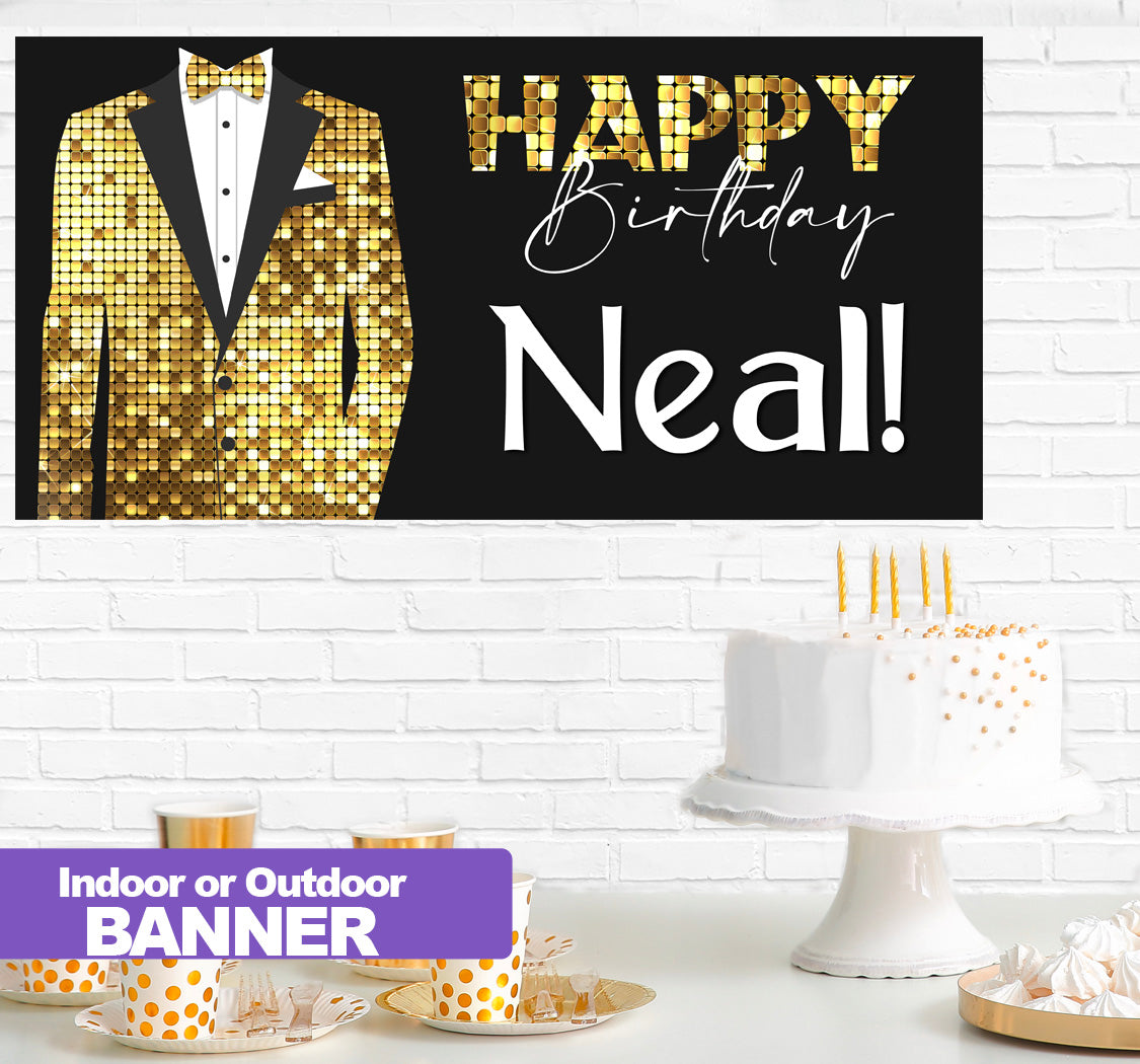 Tuxedo Birthday Banner Indoor or Outdoor