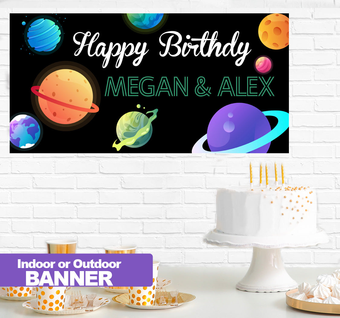 OuterSpace Birthday Banner Indoor or Outdoor