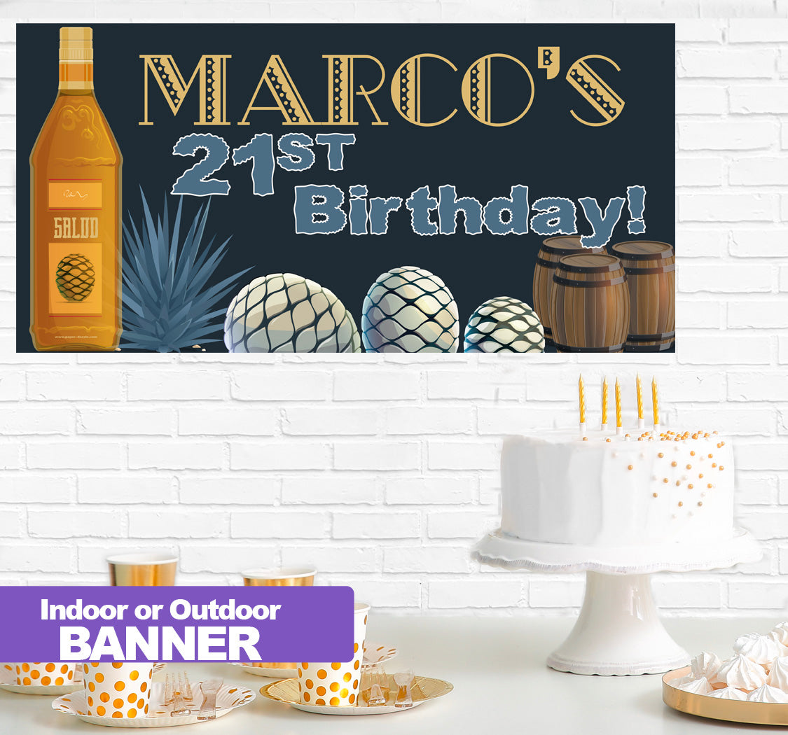 Tequila Salud Birthday Banner Indoor or Outdoor