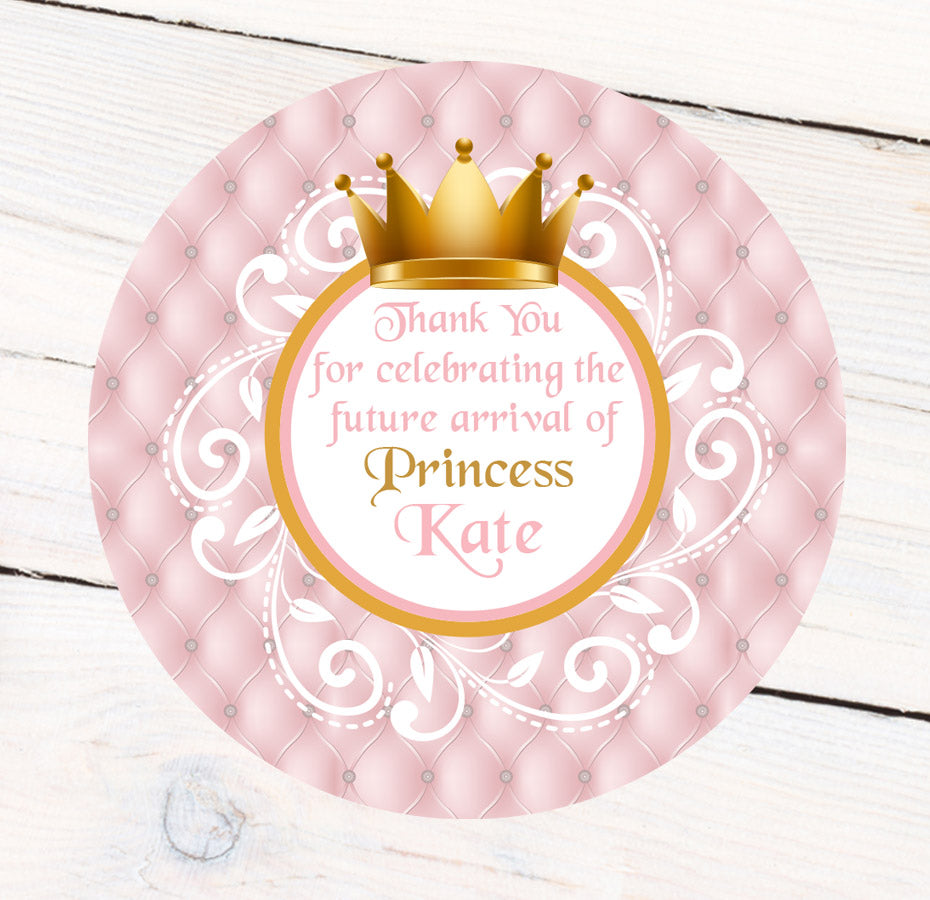 Royal Baby Shower Pink Favor Label
