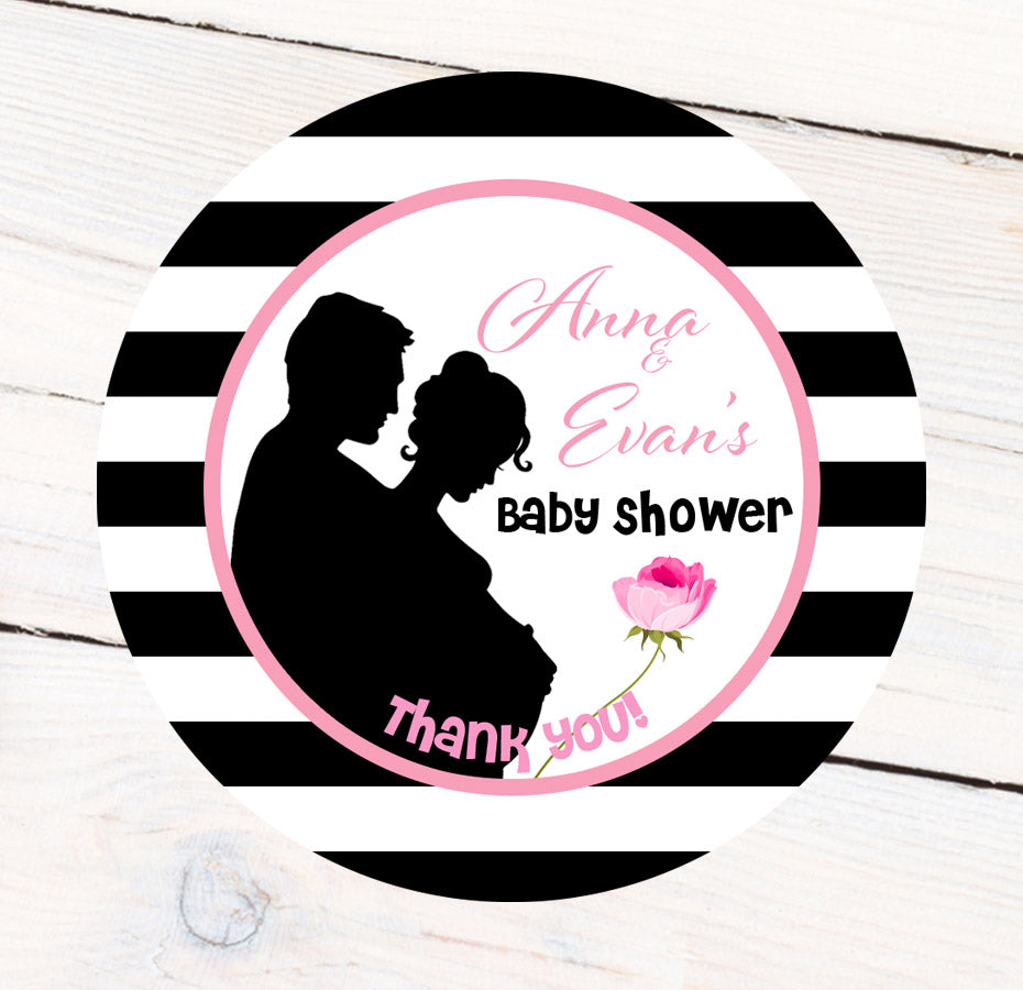 Couples Baby Shower Pink Favor Label