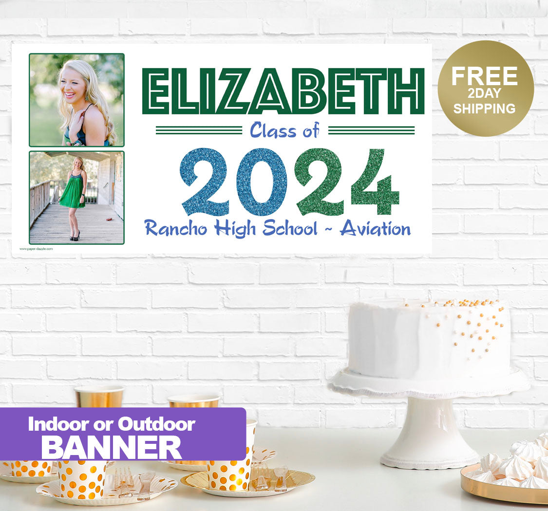 Graduation Two Tone White Banner Indoor or Outdoor