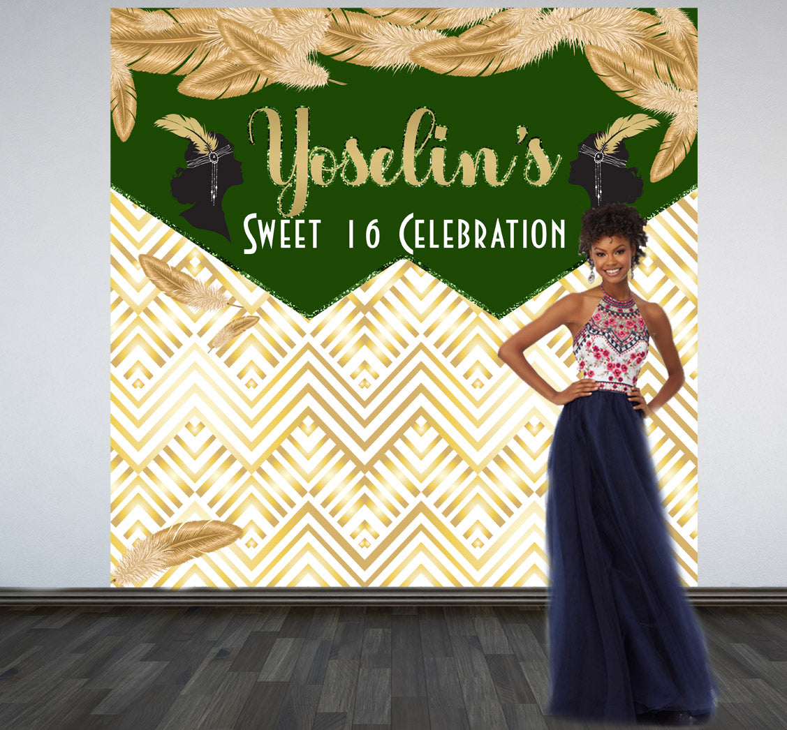 Sweet 16th Flappers Birthday Photo Backdrop