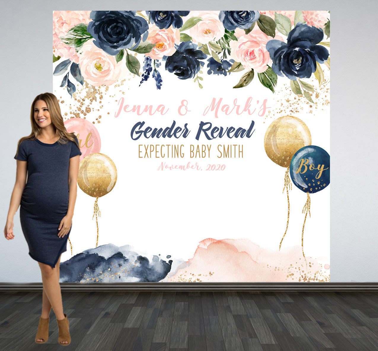 Gender Reveal Floral Photo Backdrop