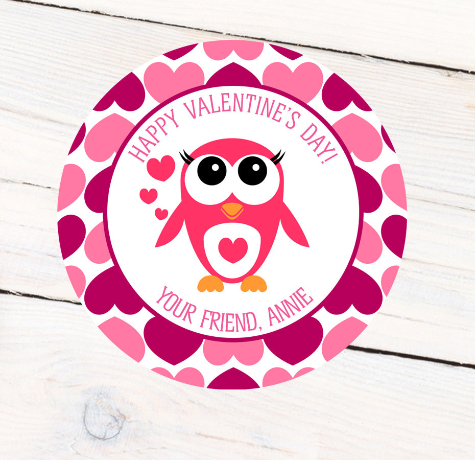 Valentine Owl Label