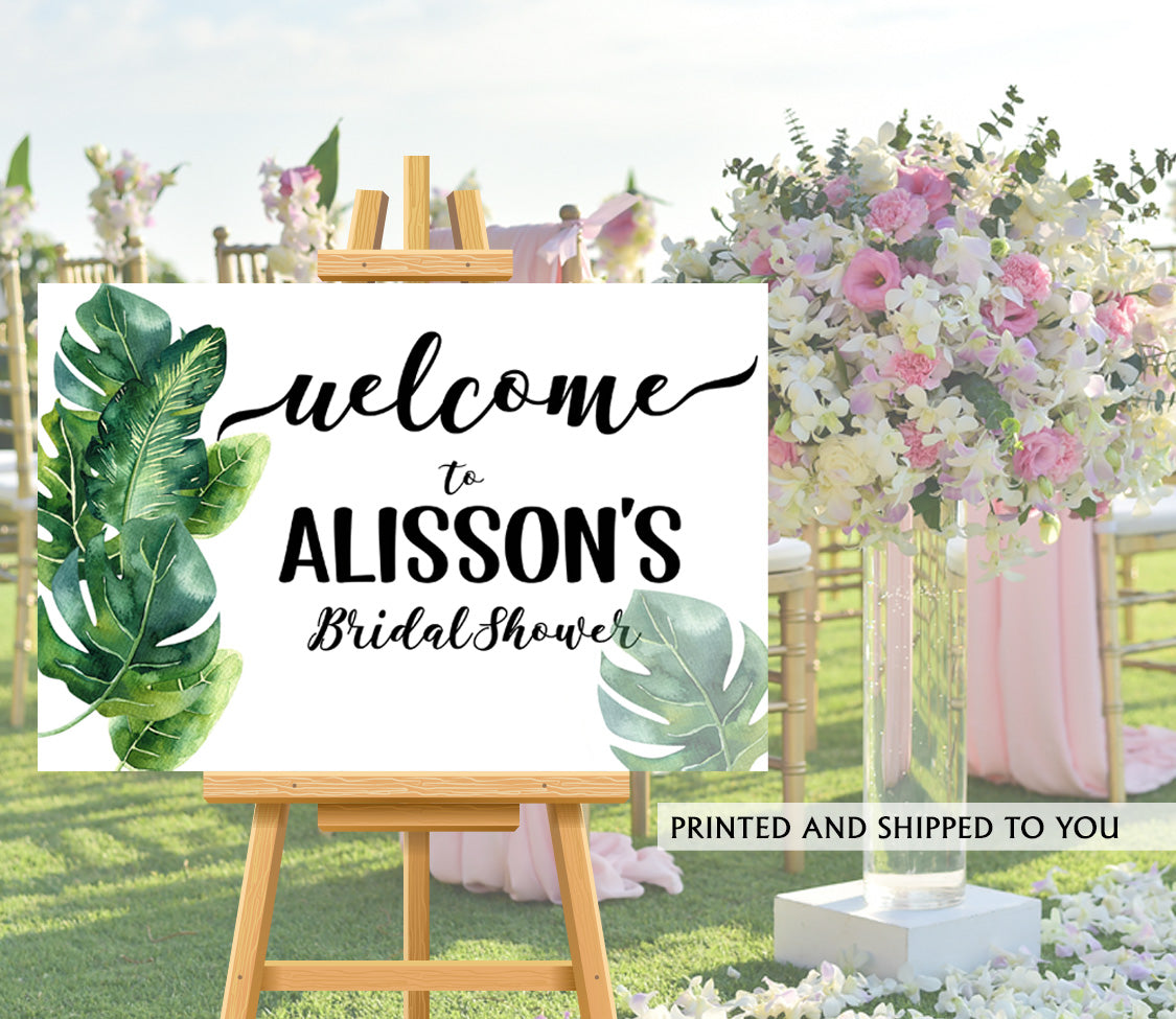 Tropical Green Bridal Shower Welcome Sign