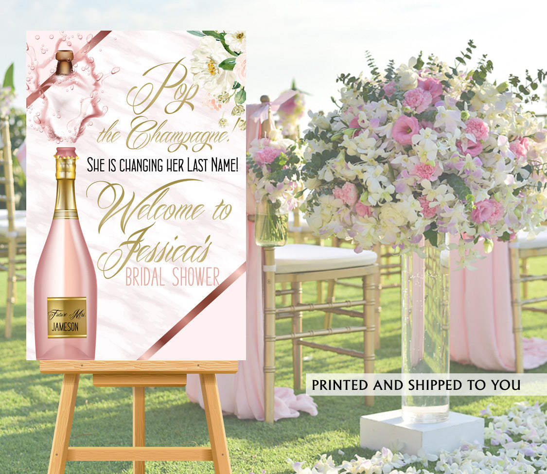 Pop the Champagne Pink Bridal Shower Welcome Sign