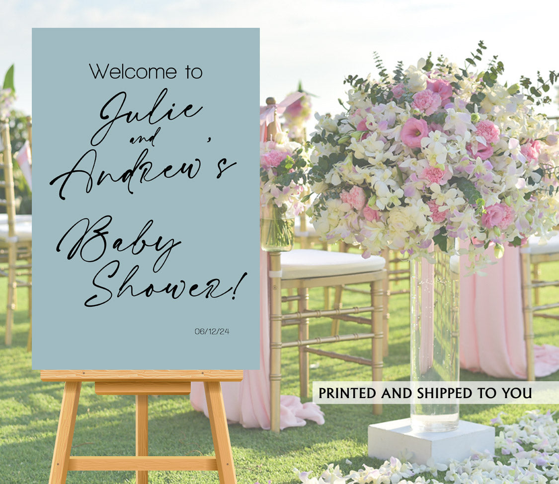 Modern Baby Shower Welcome Sign - Blue