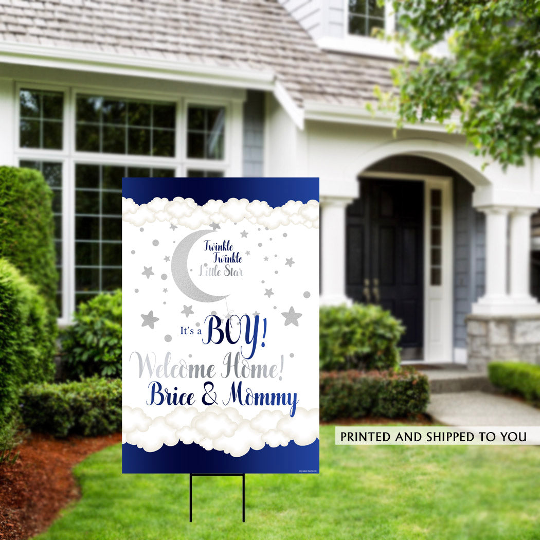 Twinkle Little Star Navy Welcome Home Yard Sign
