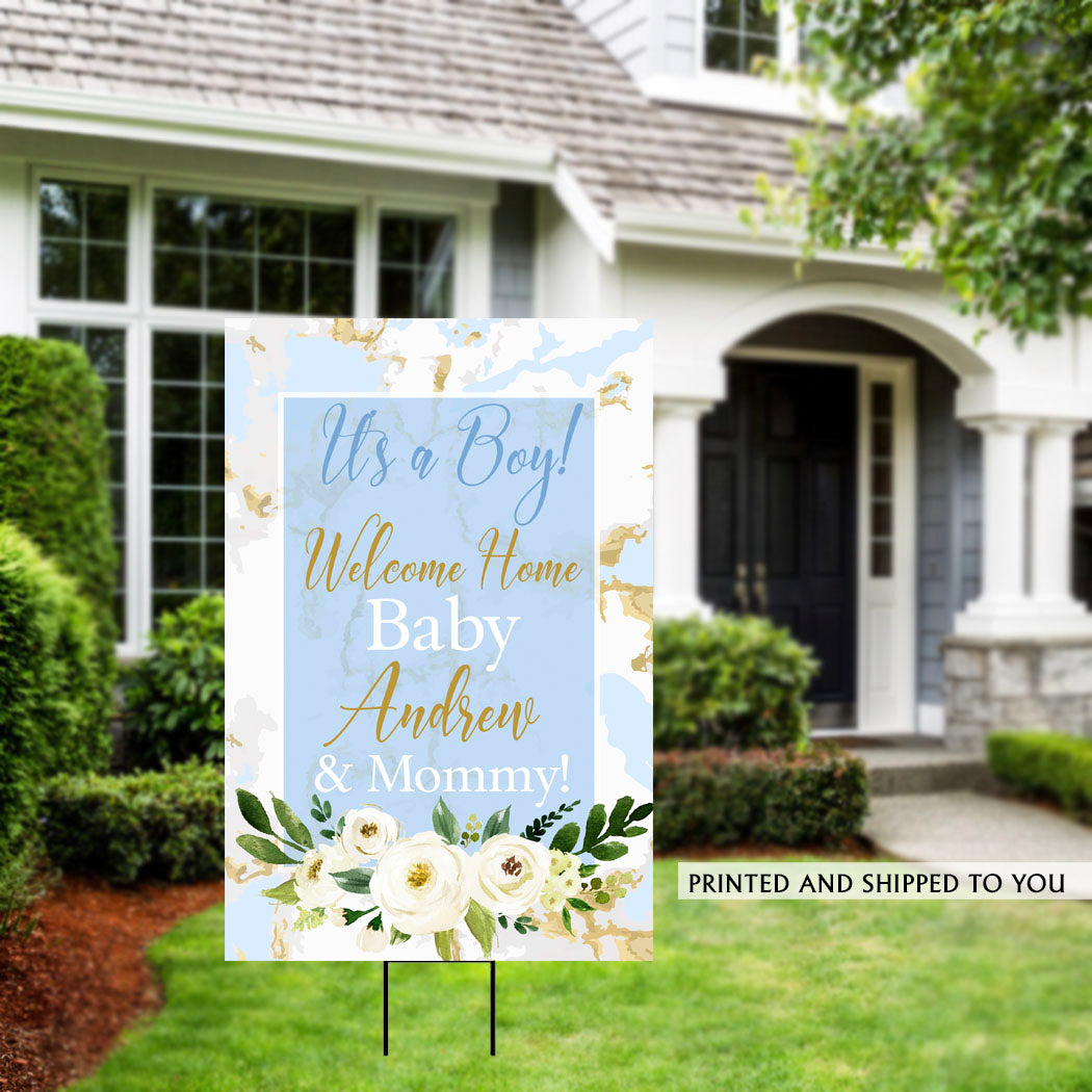 It's a Boy Floral Welcome Home Yard Sign