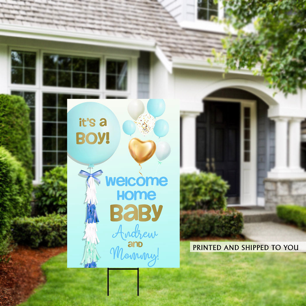It's a Boy Balloons Welcome Home Yard Sign
