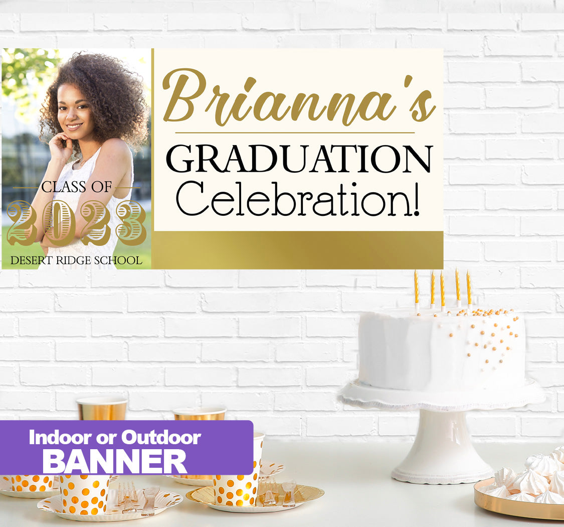 Elegant Graduation Gold Banner Indoor or Outdoor