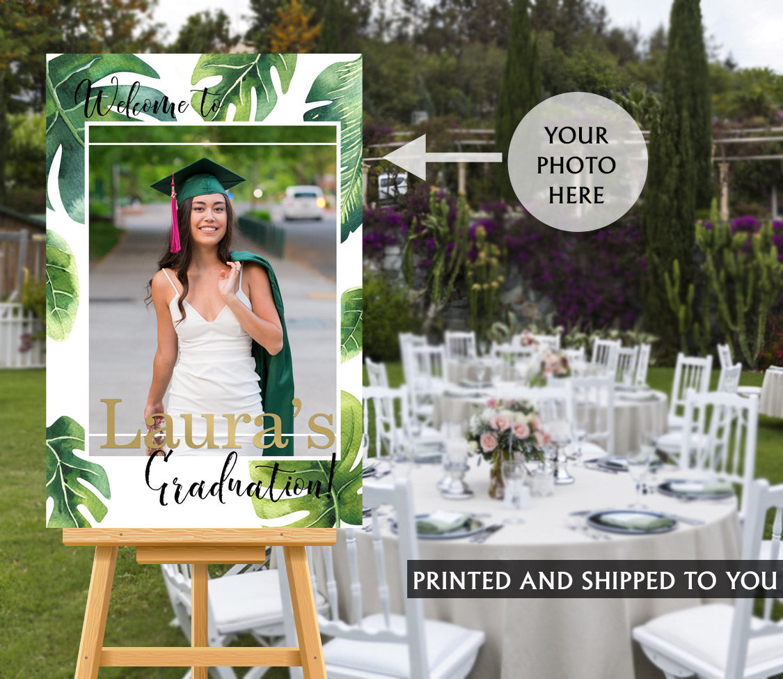 Tropical Greenery Grad Welcome Sign